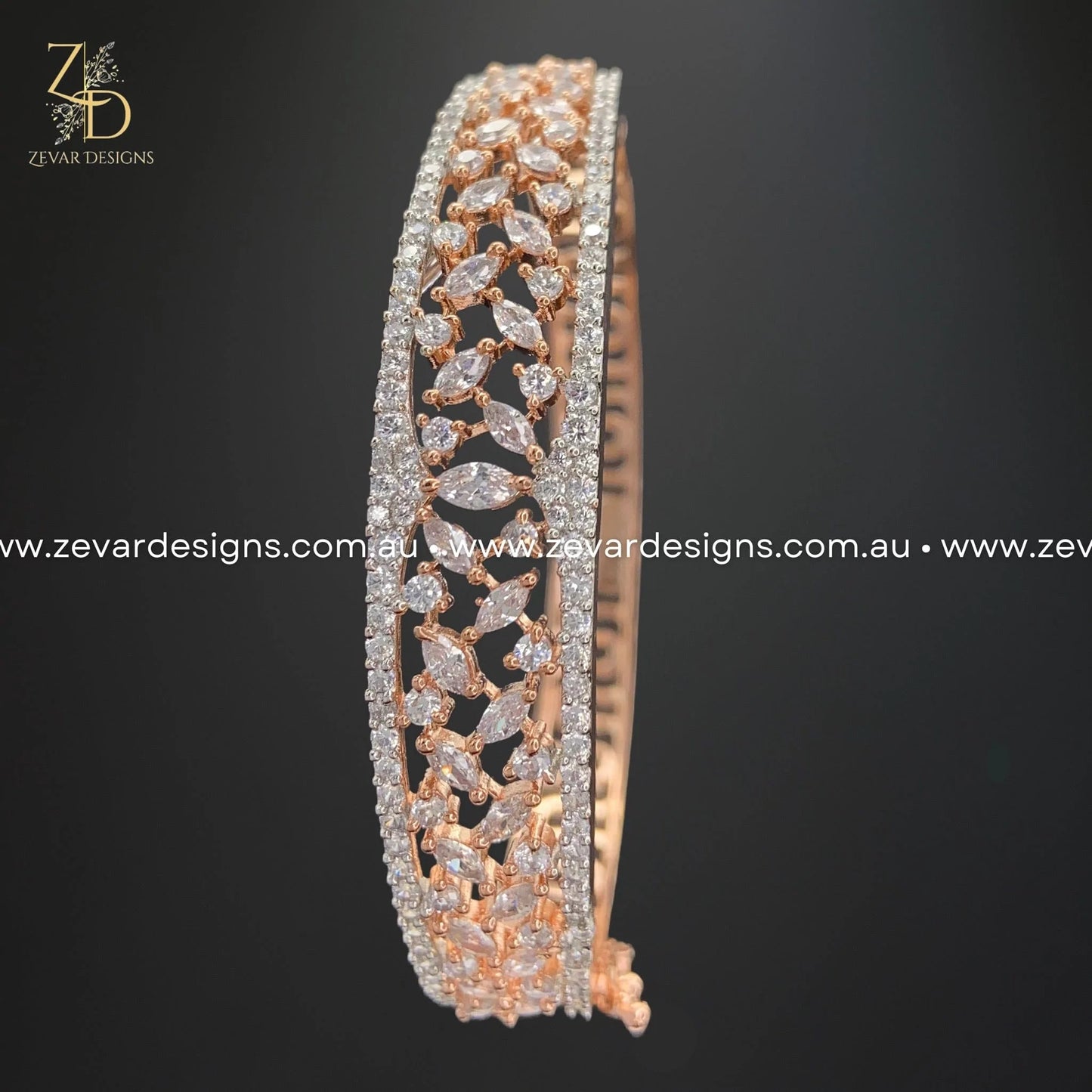 Zevar Designs Bangles & Bracelets - AD AD/Zircon Bracelet in Rose Gold