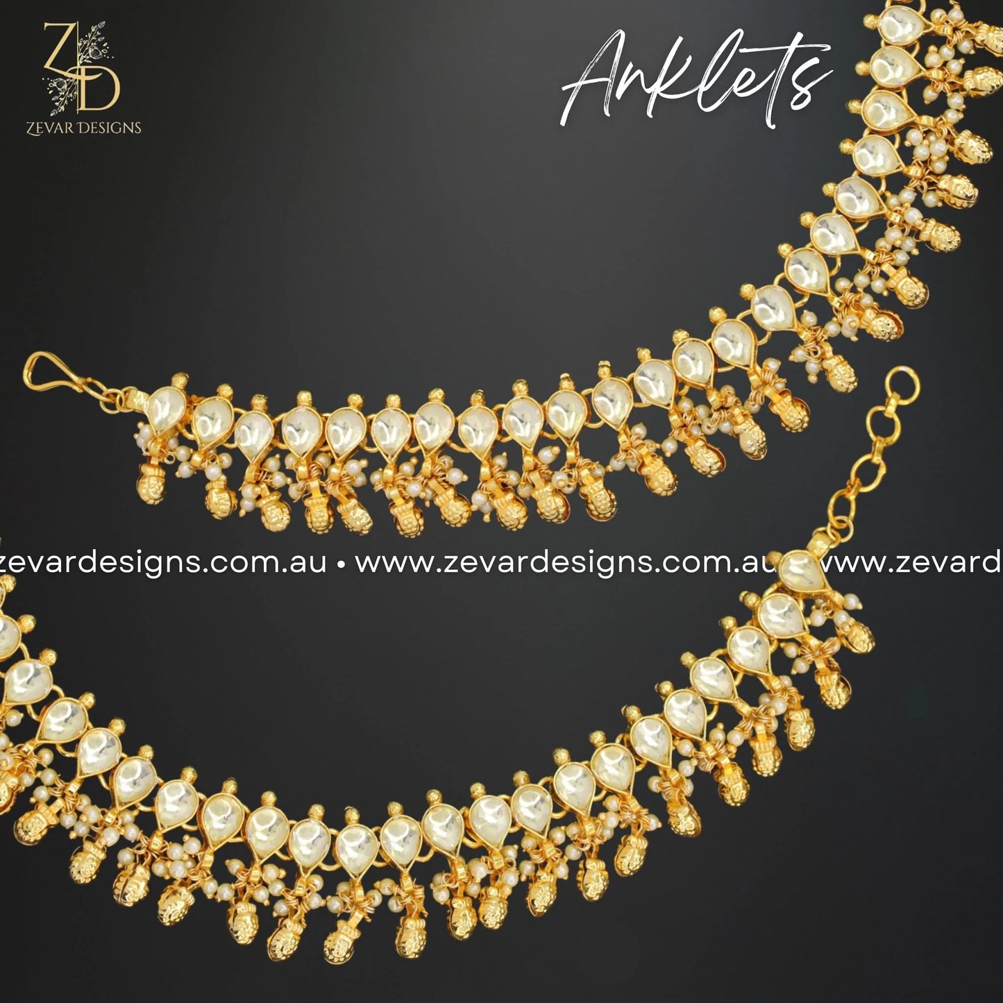 Zevar Designs Accessories Anklets Pachi Kundan