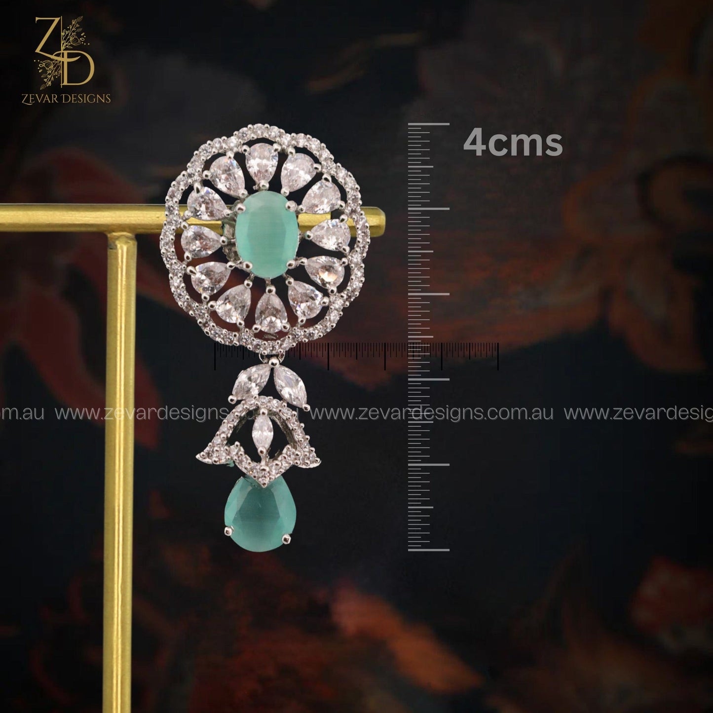 Zevar Designs Necklace Sets - AD AD Choker set with Mint Drops