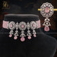 Zevar Designs Necklace Sets - AD AD Choker set with Pink Drops