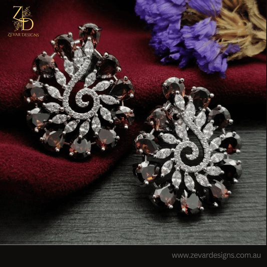 Zevar Designs Indo-Western Earrings AD Studs