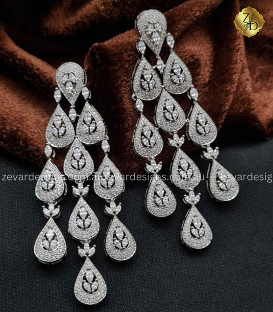 Zevar Designs Indo-Western Earrings AD/ZIRCONIA STUDDED DROP EARRINGS