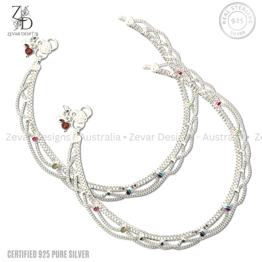 Zevar Designs - Australia’s Premium Fashion Jewellery Store Women Silver 925 Sterling Silver Anklets Pair