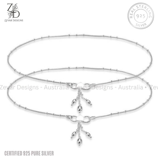Zevar Designs - Australia’s Premium Fashion Jewellery Store Women Silver 925 Sterling Silver Modern Anklets Pair