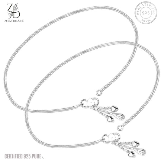 Zevar Designs - Australia’s Premium Fashion Jewellery Store Women Silver 925 Sterling Silver Sleek Anklets Pair