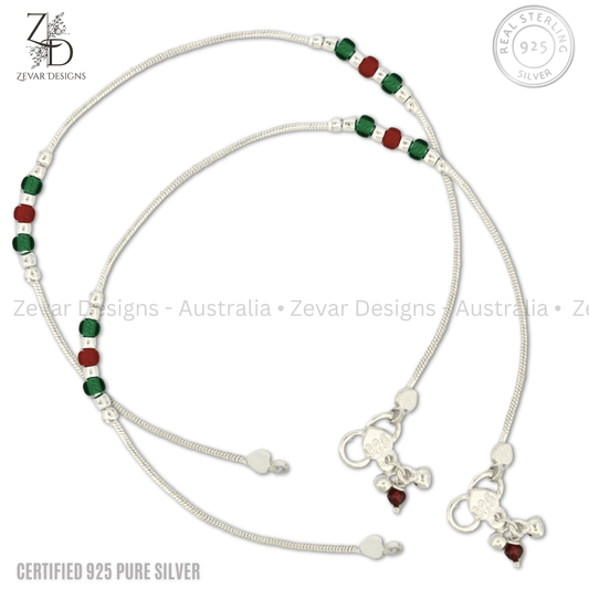 Zevar Designs - Australia’s Premium Fashion Jewellery Store Women Silver 925 Sterling Silver Sleek Anklets Pair