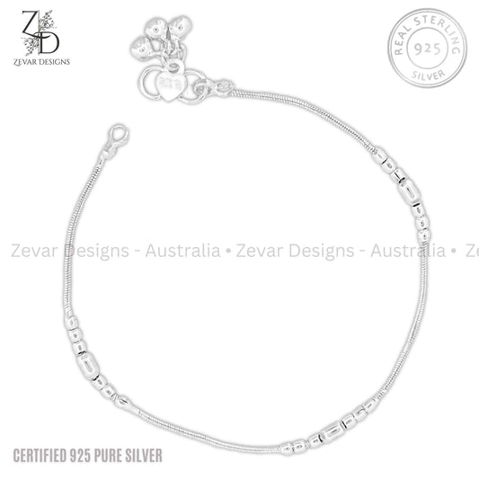 Zevar Designs - Australia’s Premium Fashion Jewellery Store Women Silver 925 Sterling Silver Sleek Anklets - Single