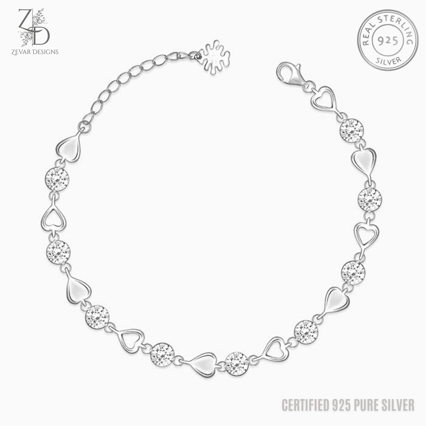 Zevar Designs - Australia’s Premium Fashion Jewellery Store Women Silver Silver Heartlock Bracelet - 925 Pure Silver