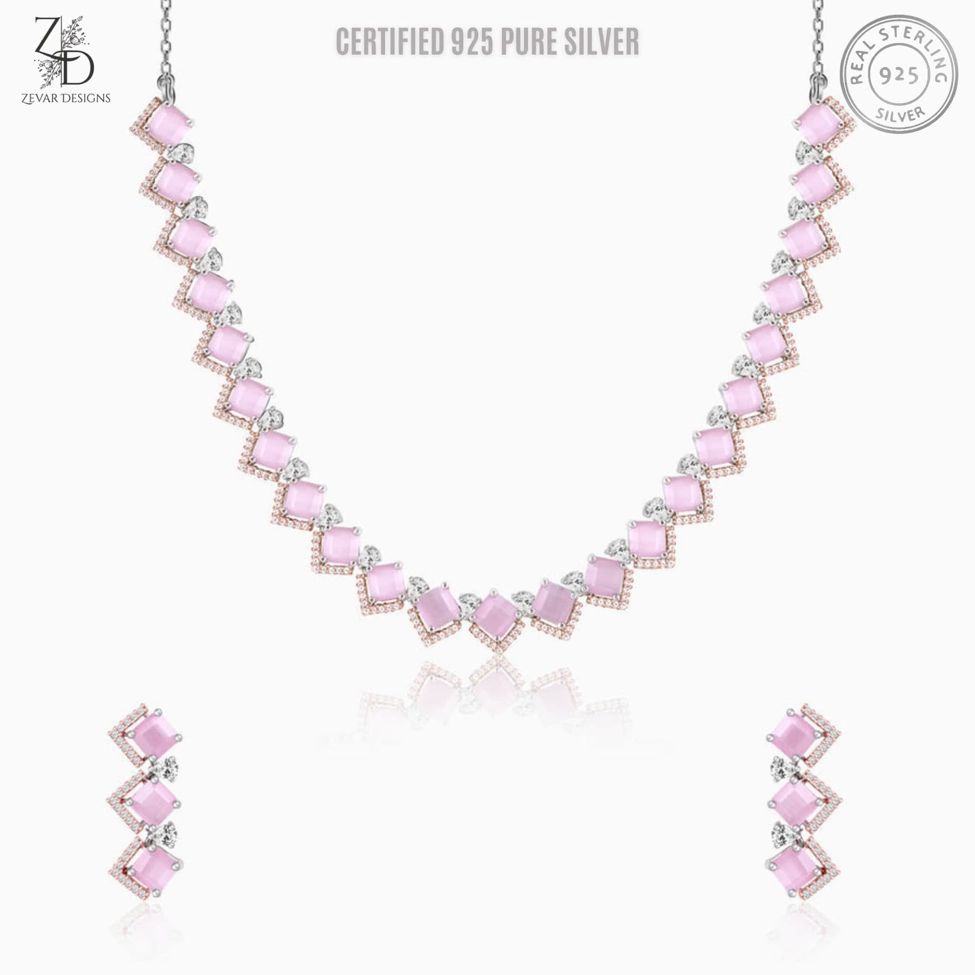 Zevar Designs - Australia’s Premium Fashion Jewellery Store Silver Bowl Sterling Silver AD Necklace Set