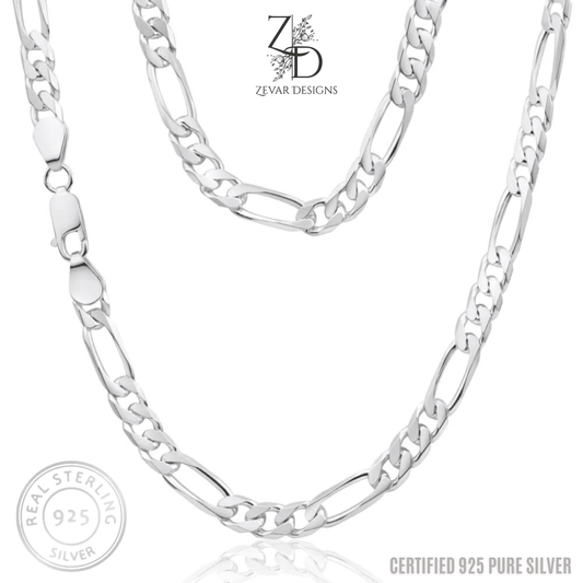 Zevar Designs - Australia’s Premium Fashion Jewellery Store Silver Bowl Sterling Silver Figaro Chain- 925 Pure Silver