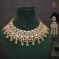 Zevar Designs Designer Necklace Sets Bridal Necklace Set with Mint Green Drops & Golden Beads