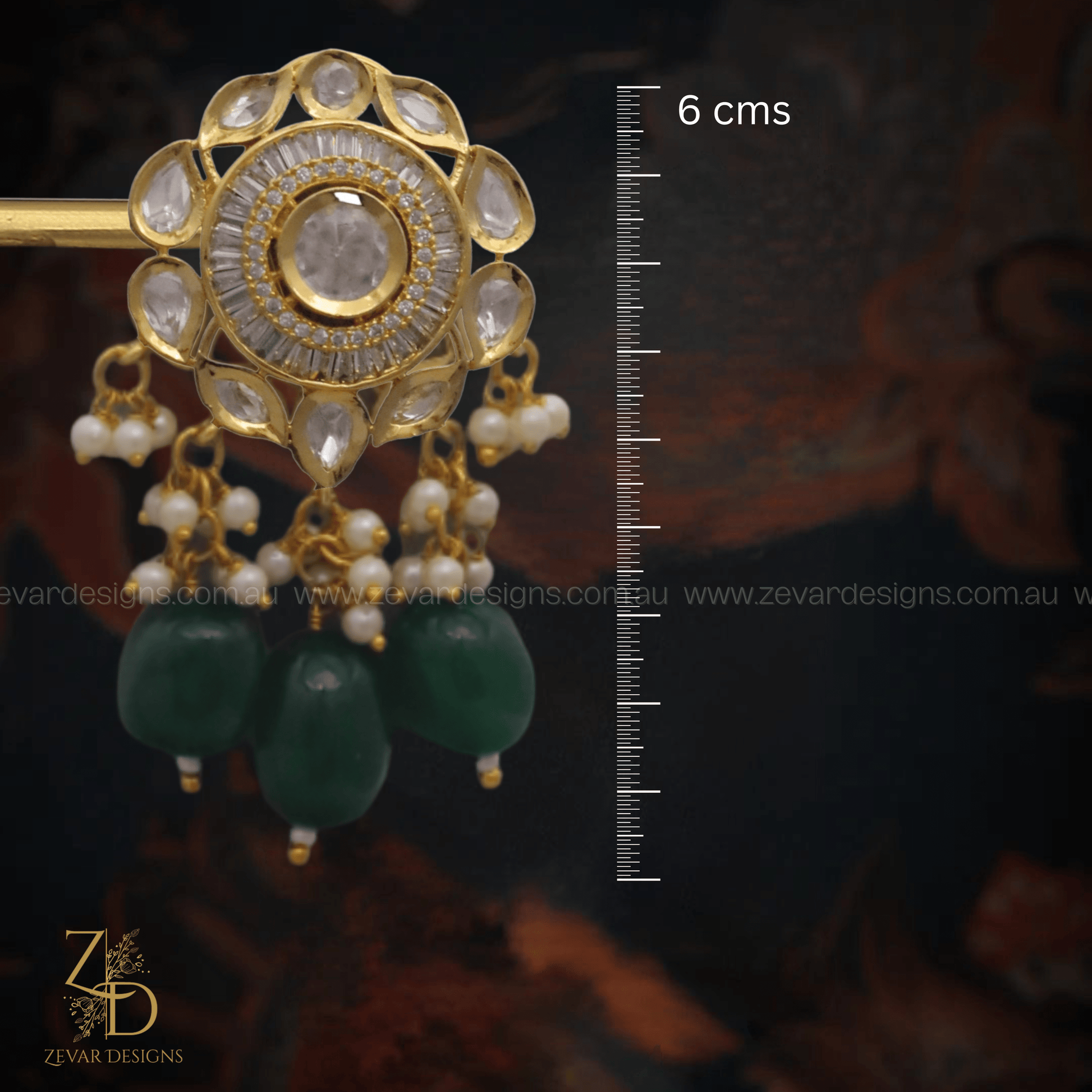Zevar Designs Long Necklace Sets Kundan Polki Long Set - Green