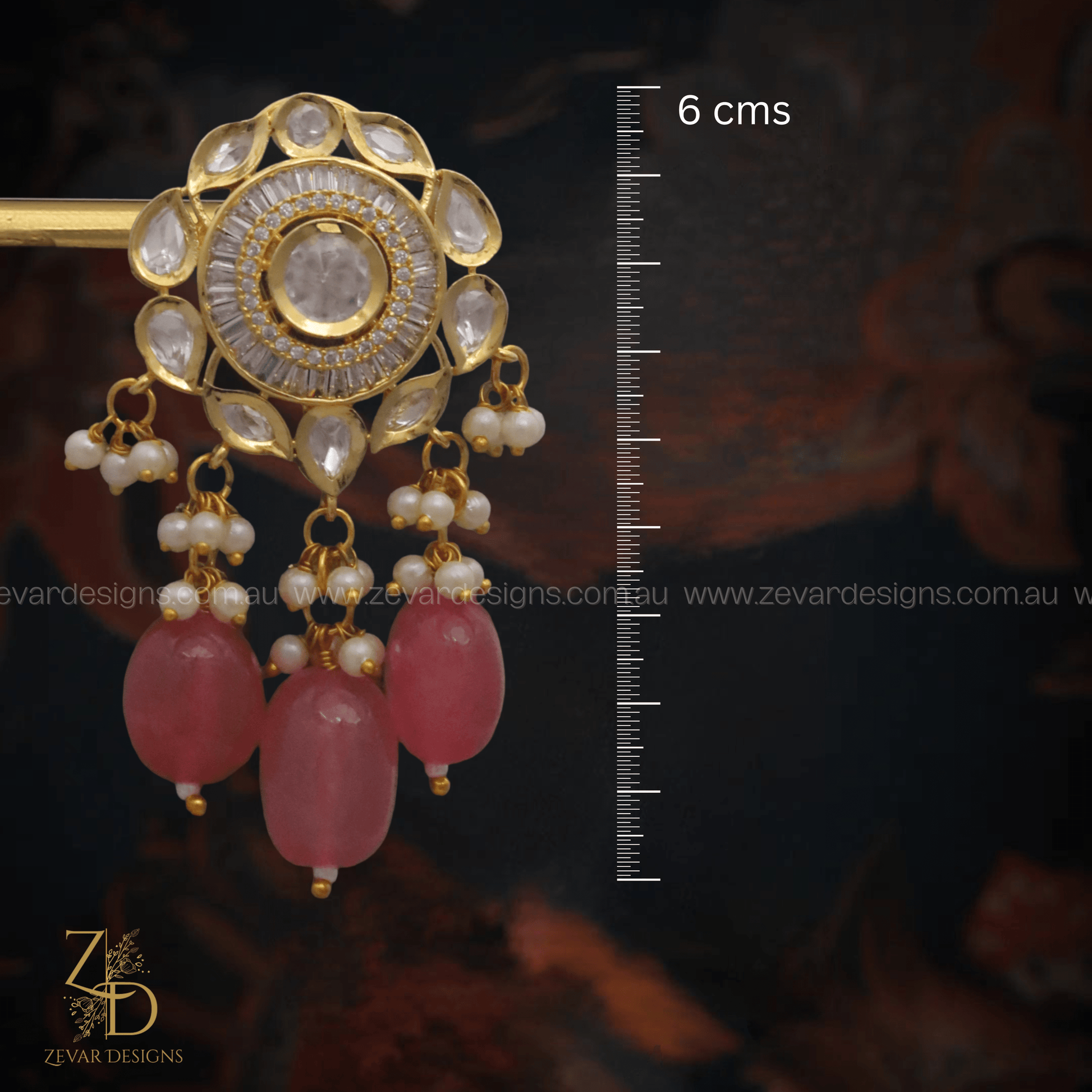 Zevar Designs Long Necklace Sets Kundan Polki Long Set - Pink