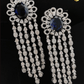 Zevar Designs Indo-Western Earrings Long Dangle AD Earrings -Sapphire Blue