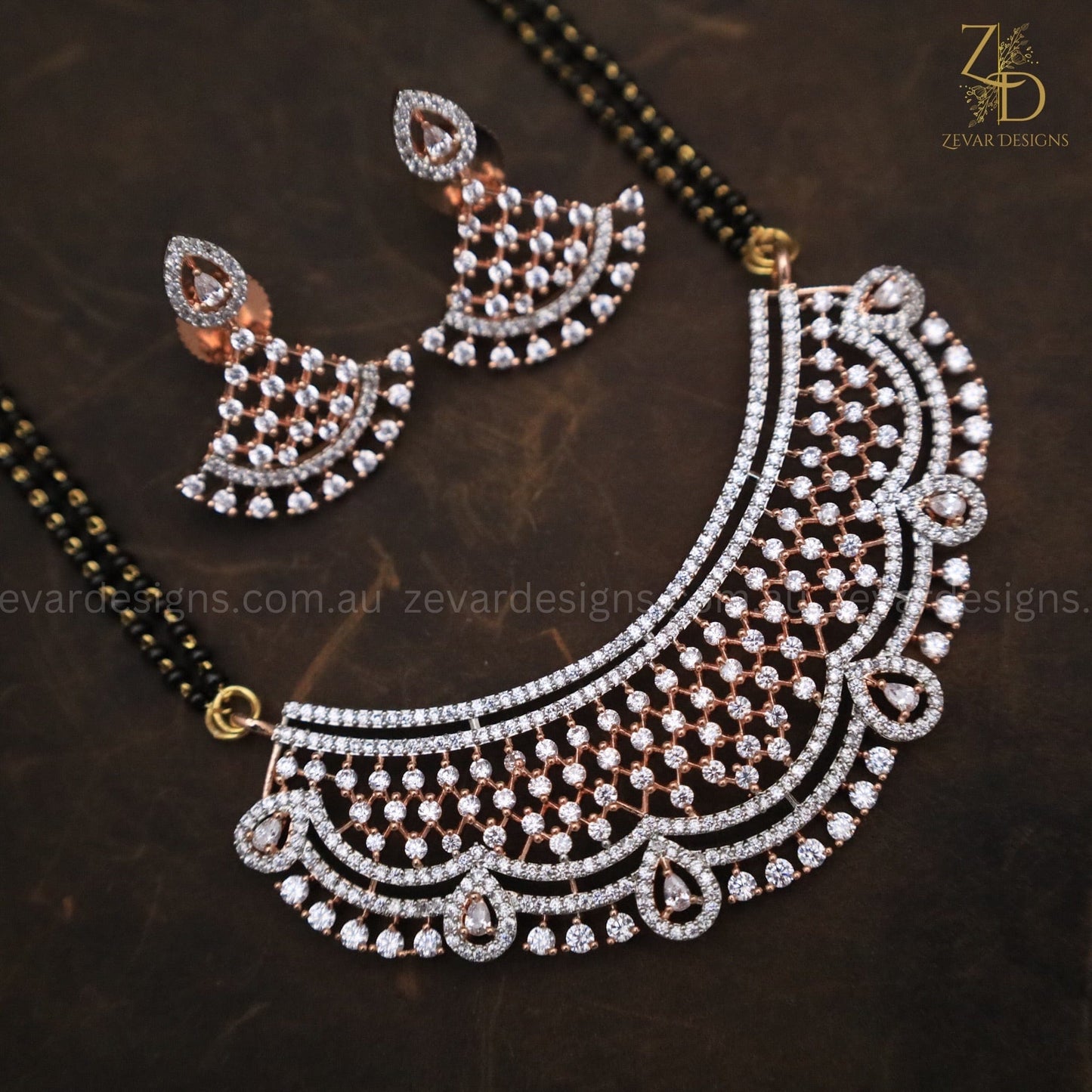 Zevar Designs Mangalsutra Long Mangalsutra with studs - Rose Gold