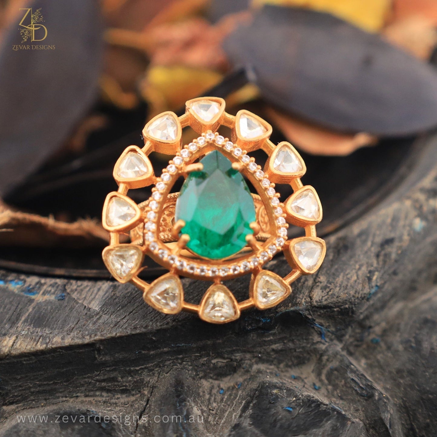 Zevar Designs Rings Moissanite Ring - Doublet Emerald Green