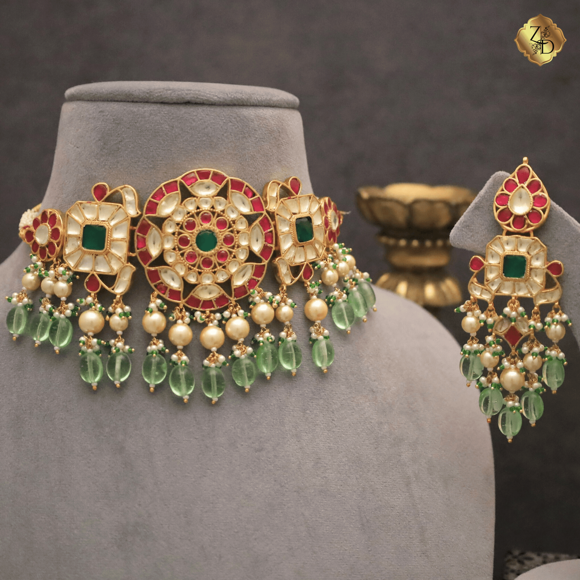 Zevar Designs Necklace Sets Multicolor Pachi Kundan Choker Set