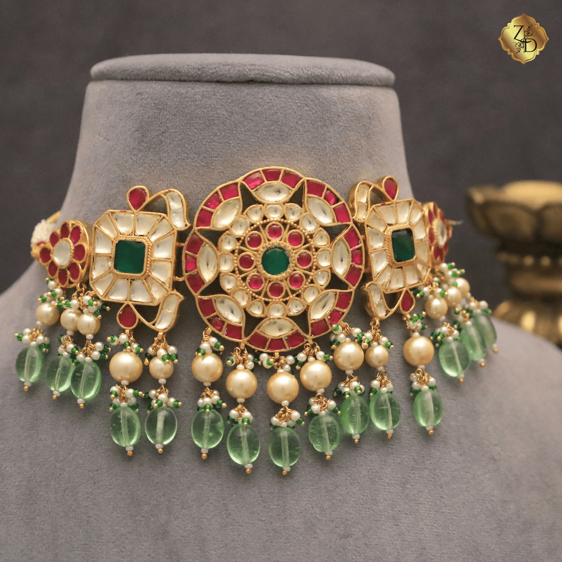 Zevar Designs Necklace Sets Multicolor Pachi Kundan Choker Set