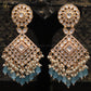 Zevar Designs Designer Earrings Polki Earrings in Ocean Blue