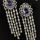 Zevar Designs Indo-Western Earrings Purple Long Dangle AD Earrings - Dual Finish