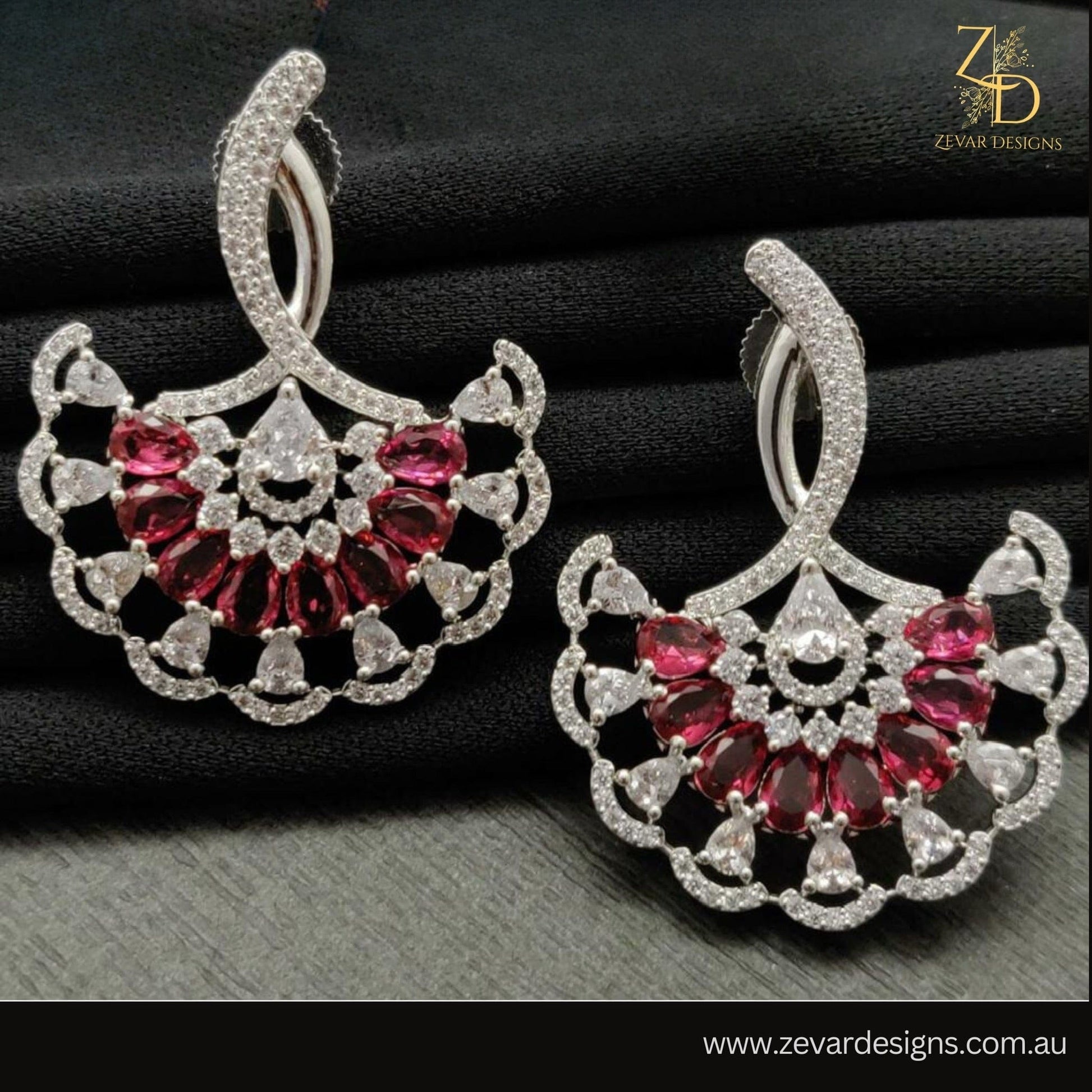 Zevar Designs Indo-Western Earrings Ruby AD Earrings - Dual Finish