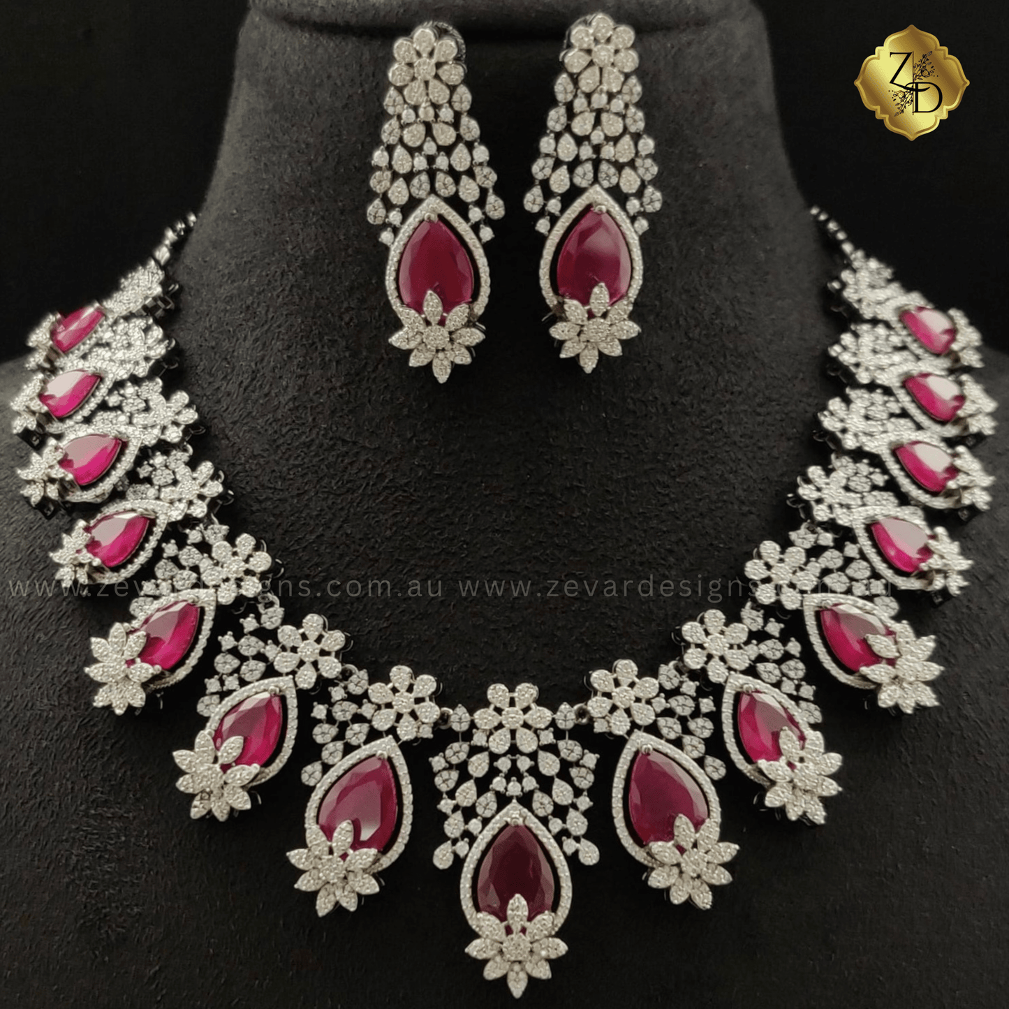 Zevar Designs Necklace Sets - AD Ruby AD Necklace Set