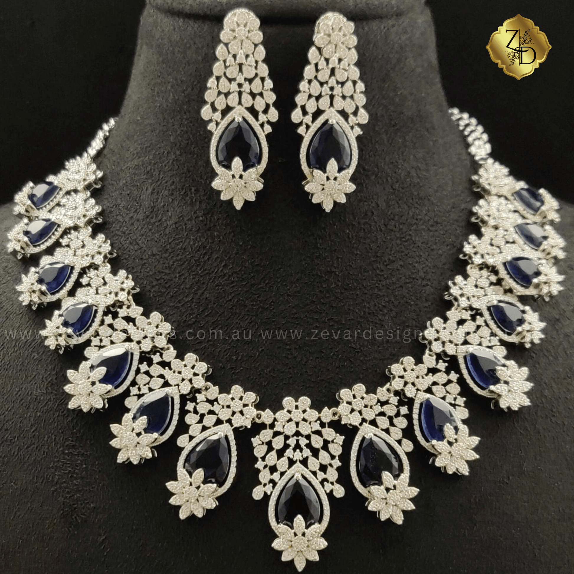 Zevar Designs Necklace Sets - AD Sapphire AD Necklace Set