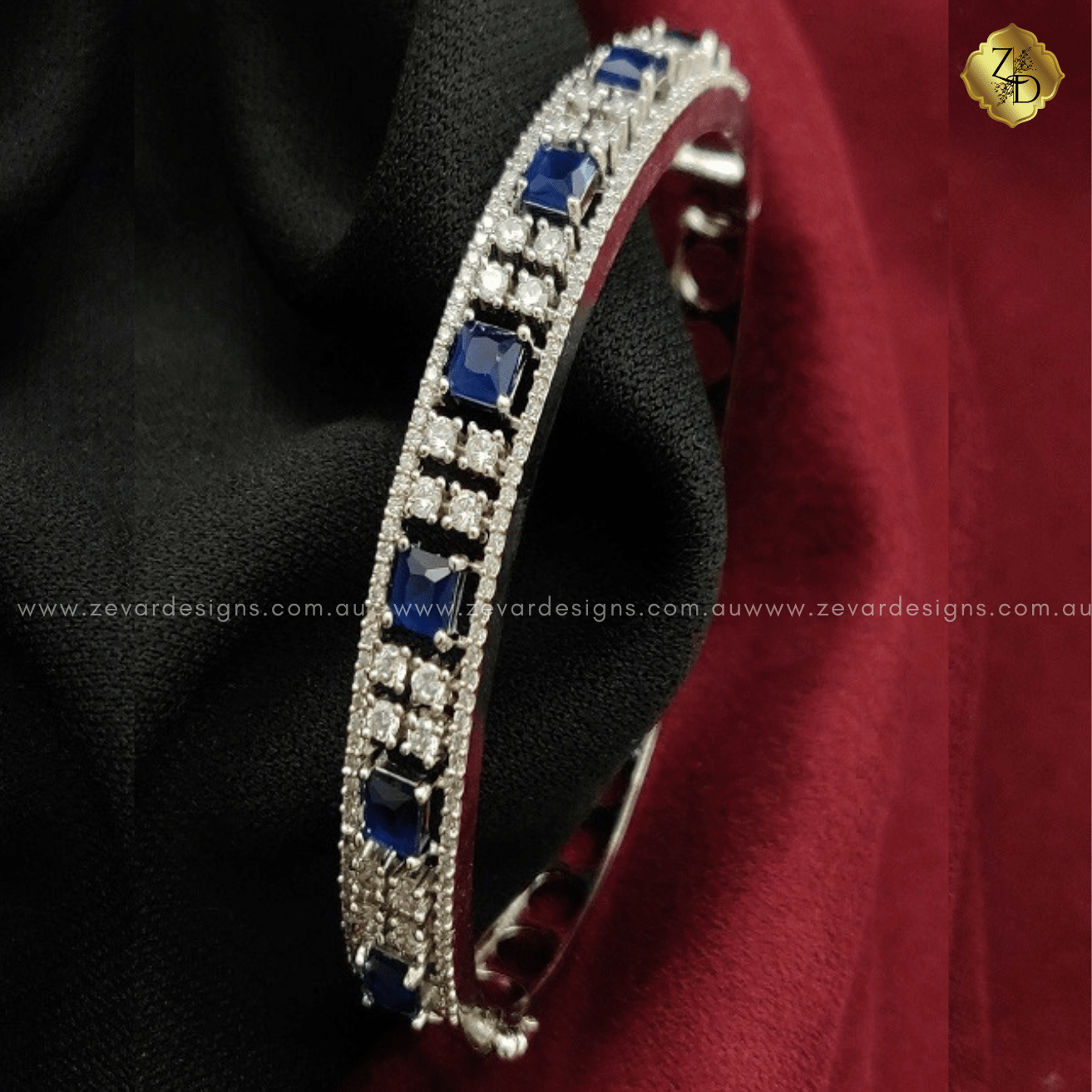 Zevar Designs Bangles & Bracelets - AD Sapphire Blue AD Bracelet - Openable