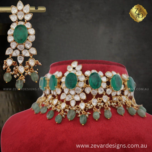 Zevar Designs Designer Necklace Sets ‘Tyaani’ inspired Moissanite & Doublet Choker Set