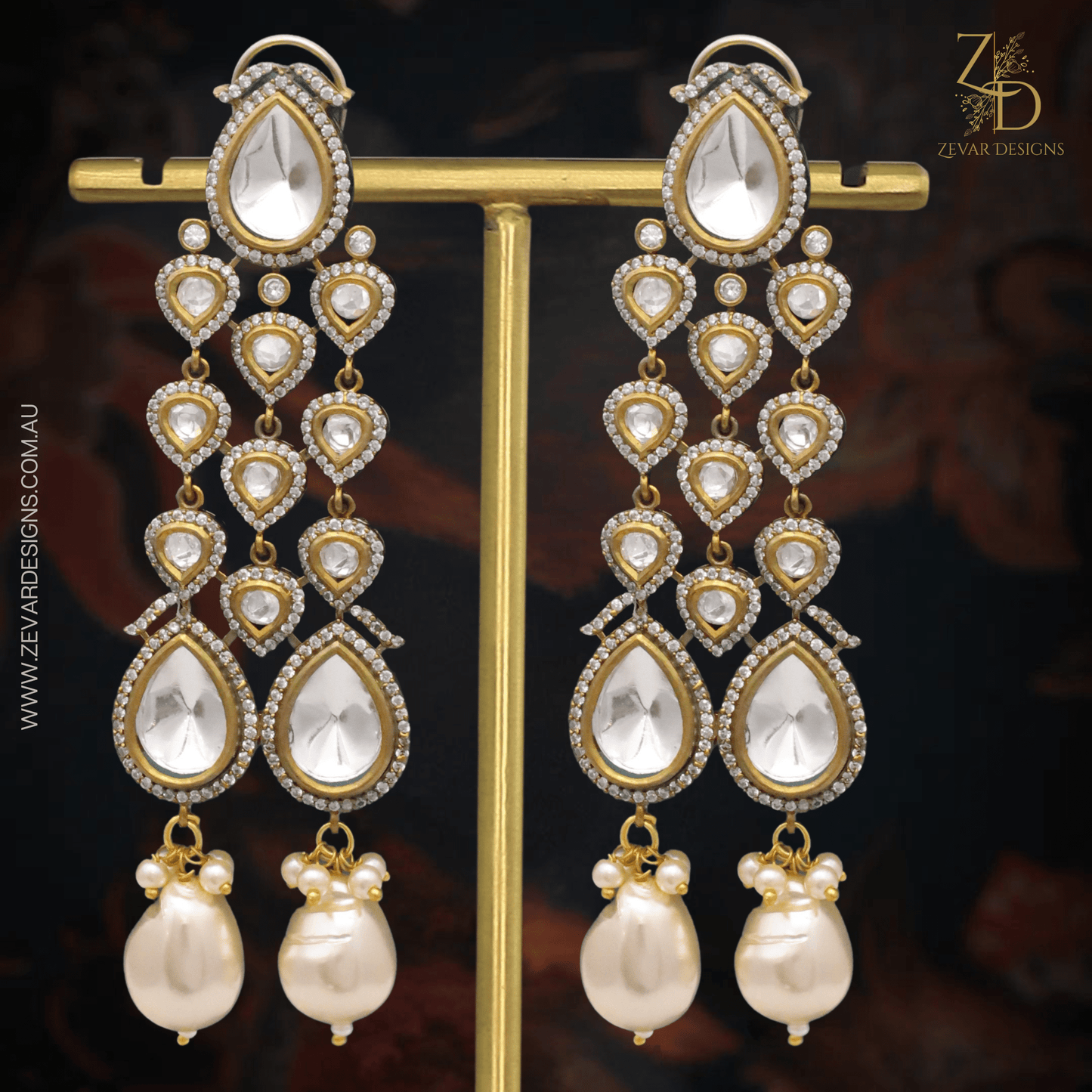 Zevar Designs Necklace Sets Victorian Antique Uncut Polki Choker Set - Pearls