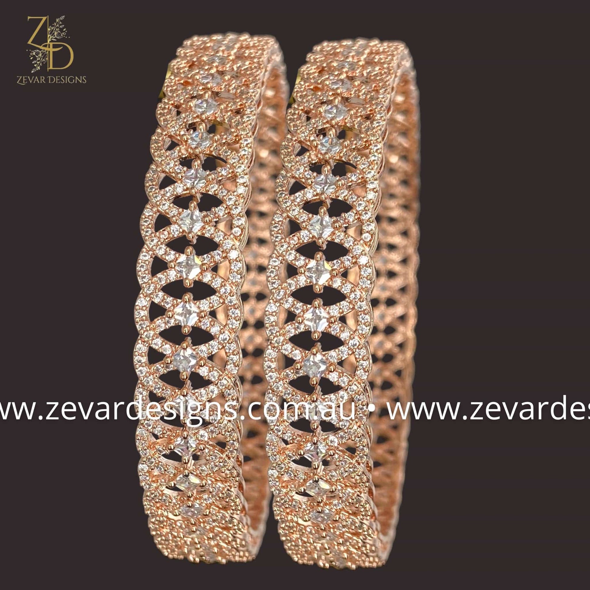 Zevar Designs Bangles & Bracelets - AD AD Bangles - Rose Gold