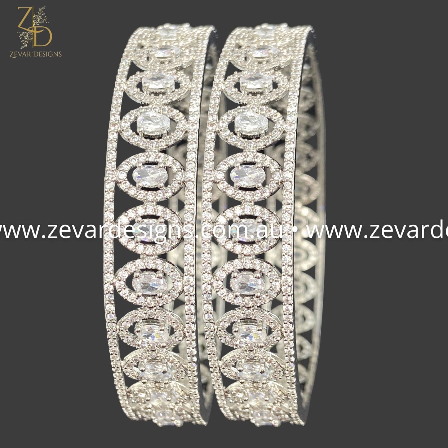 Zevar Designs Bangles & Bracelets - AD AD Bangles - White Rhodium
