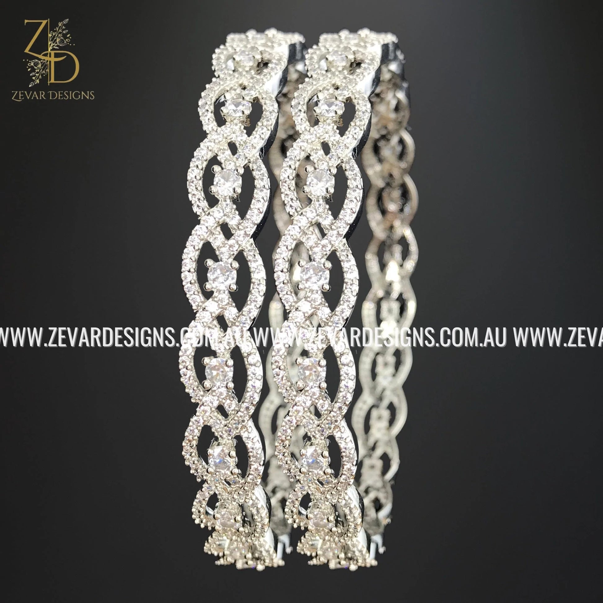 AD Bangles with White Rhodium