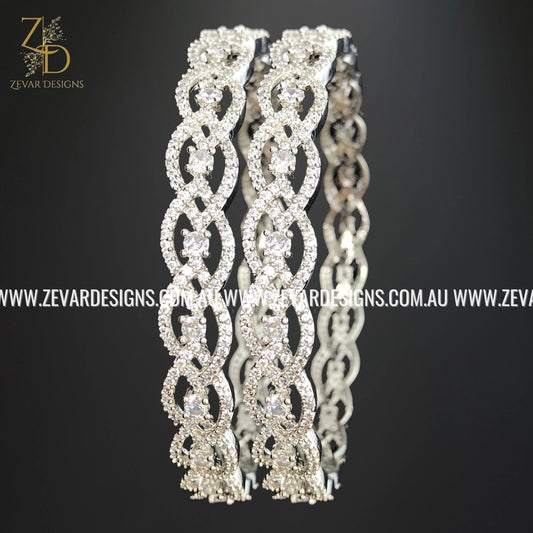 Zevar Designs Bangles & Bracelets - AD AD Bangles with White Rhodium