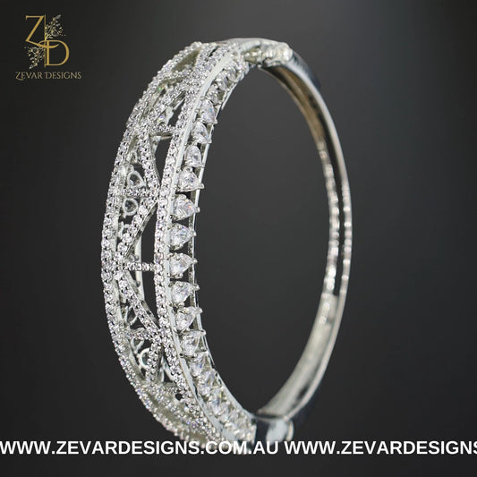 Zevar Designs Bangles & Bracelets - AD AD Bracelet in White Rhodium