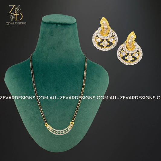 Zevar Designs Mangalsutra AD Mangalsutra and Earrings Set
