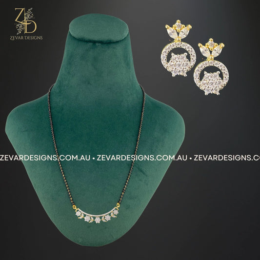 Zevar Designs Mangalsutra AD Mangalsutra and Earrings Set