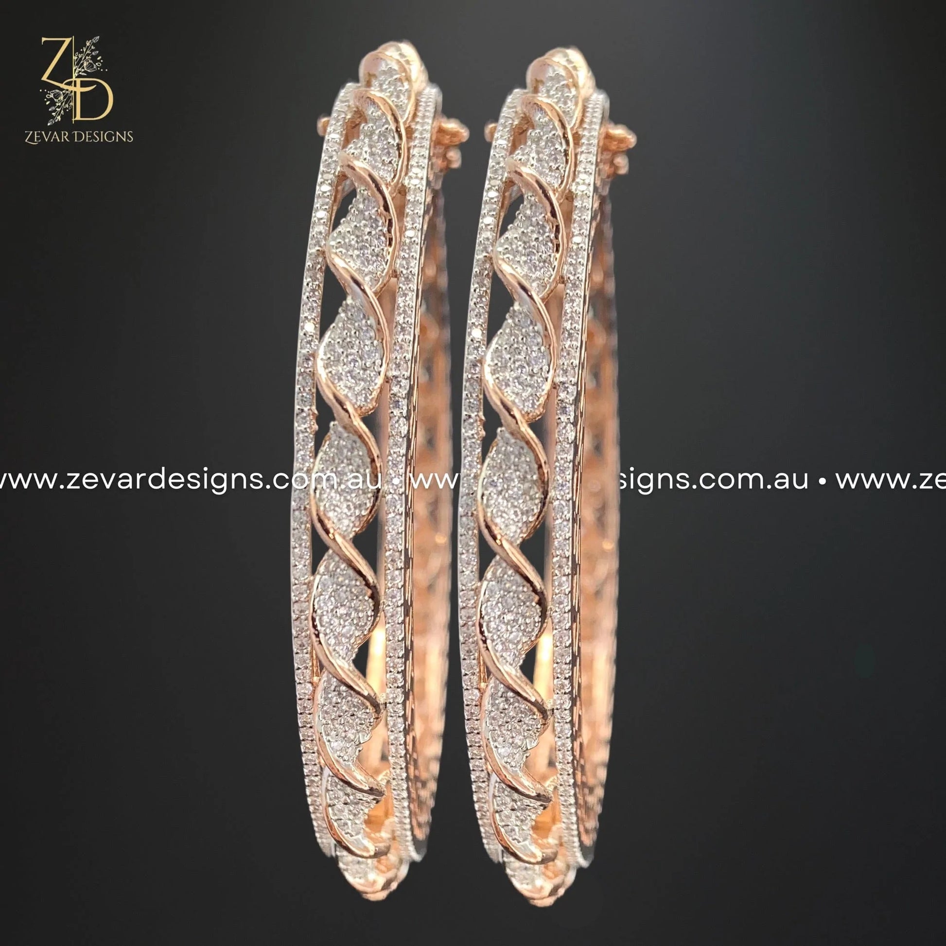 Zevar Designs Bangles & Bracelets - AD AD/Zircon Bangles in Rose Gold