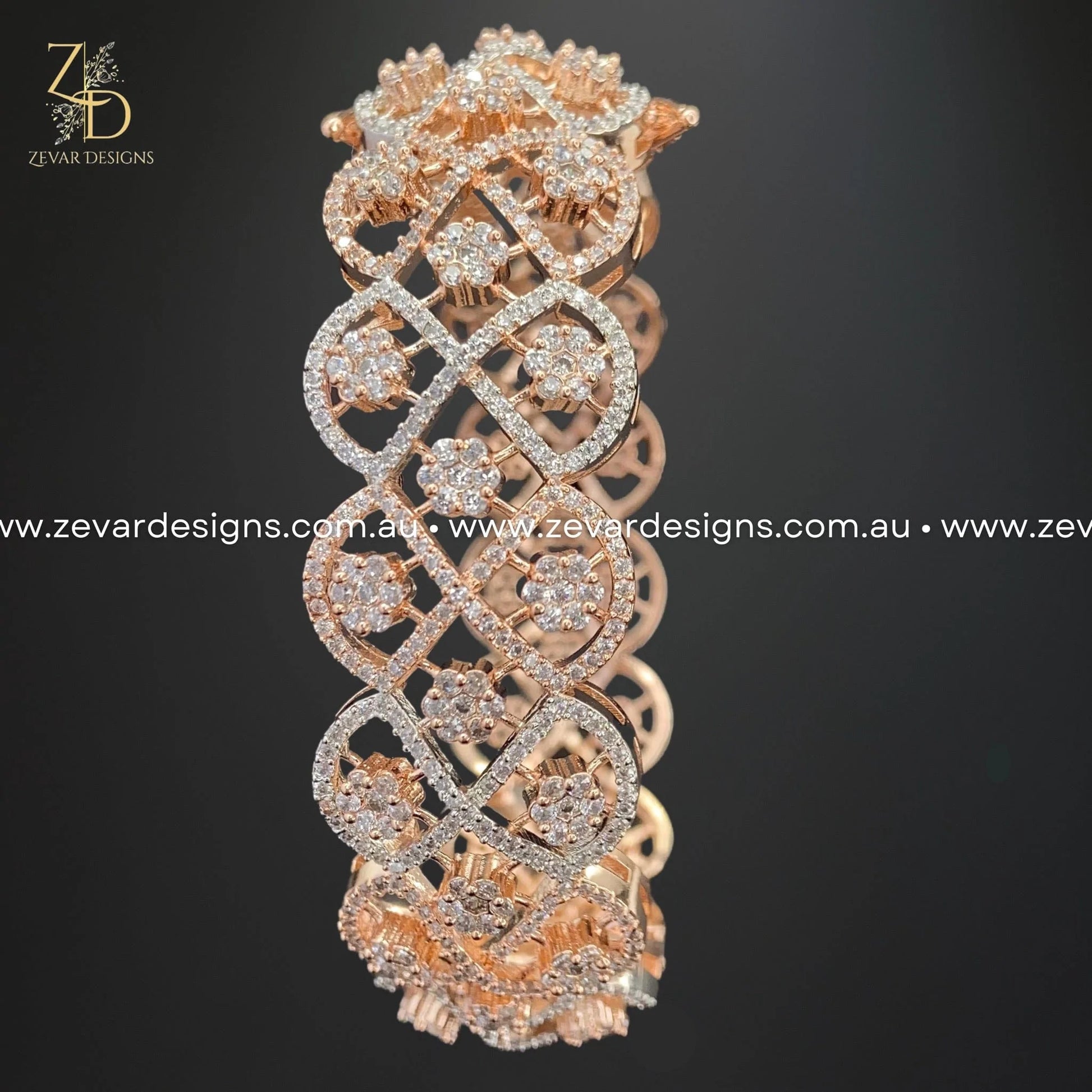 Zevar Designs Bangles & Bracelets - AD AD/Zircon Bracelet in Rose Gold