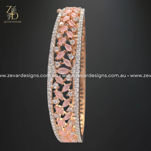 Zevar Designs Bangles & Bracelets - AD AD/Zircon Bracelet in Rose Gold - Pink
