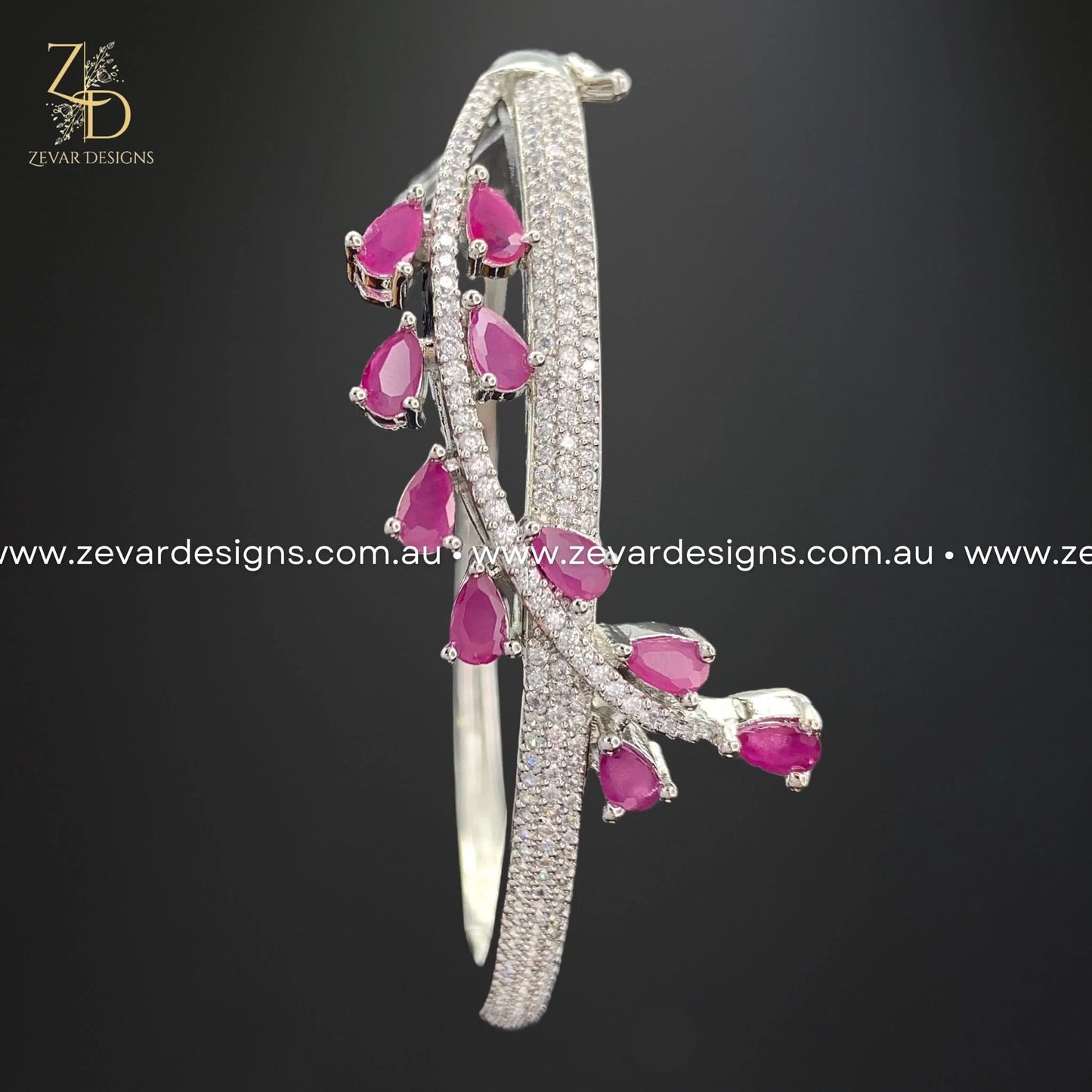 Zevar Designs Bangles & Bracelets - AD AD/Zircon Bracelet - Ruby