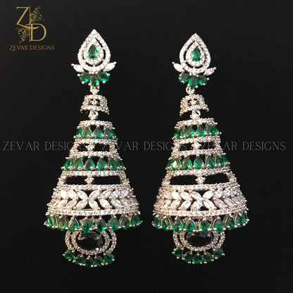 Zevar Designs Zircon Jhumki Green Zircon Indo Western Jhumki