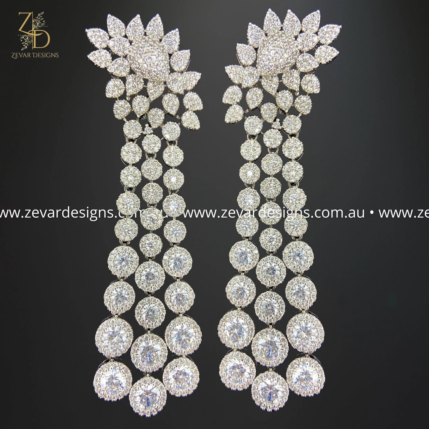 Zevar Designs Indo-Western Earrings AD/Zircon Earrings in Black Finish