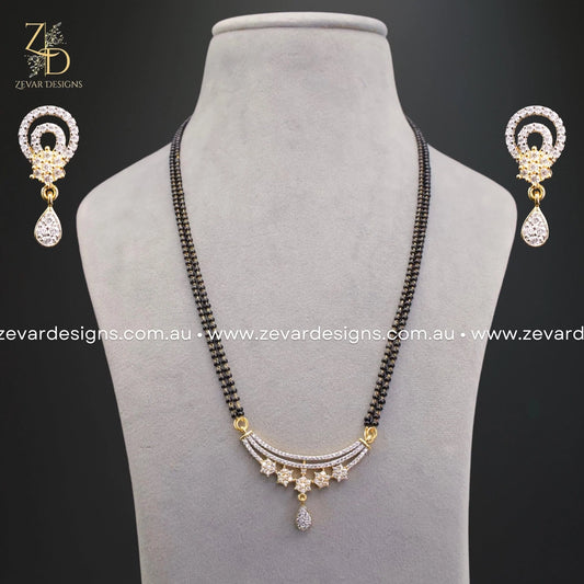 Zevar Designs Mangalsutra AD/Zircon Mangalsutra and Earrings Set - Dual Polish