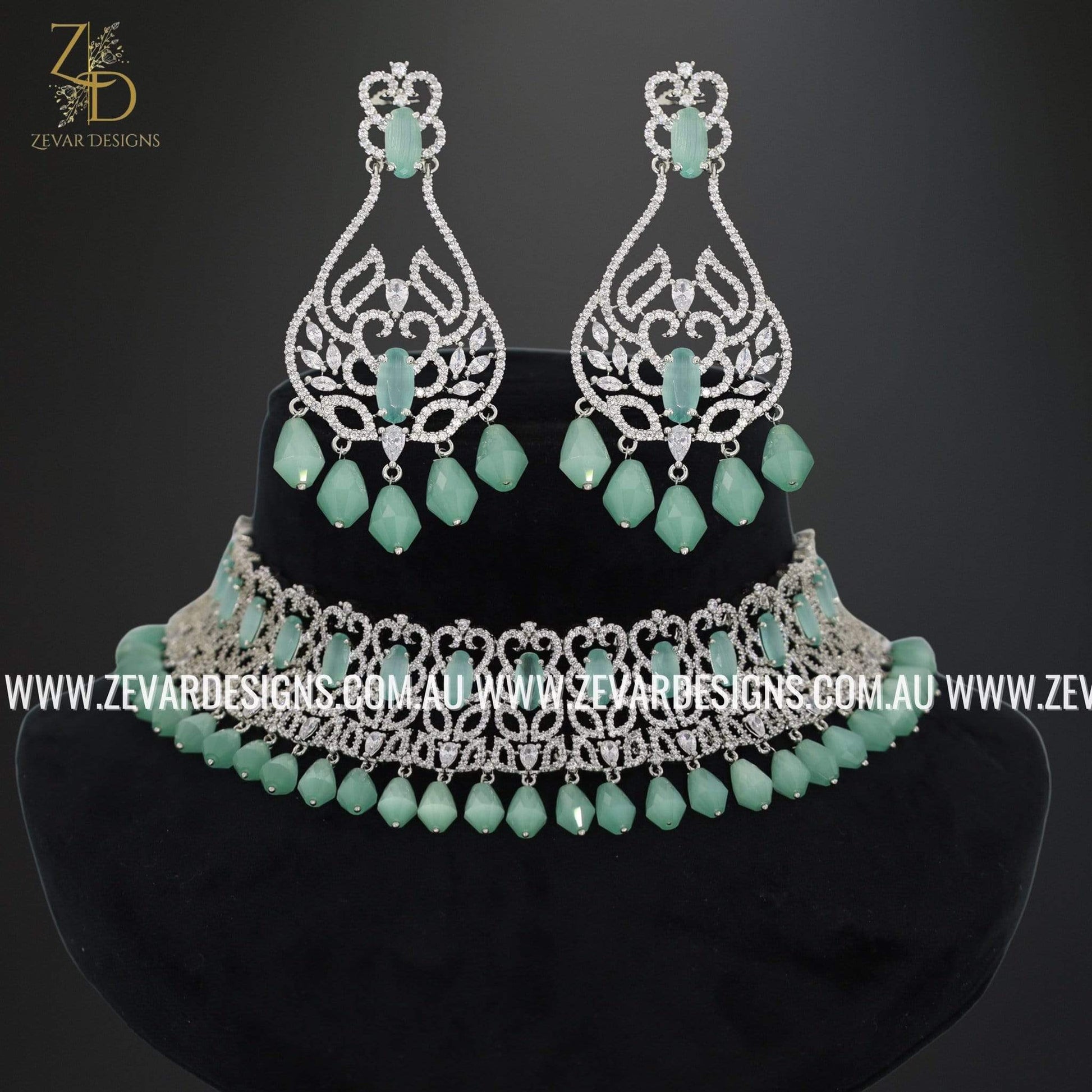 Zevar Designs Necklace Sets Zircon Necklace Set - Mint