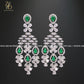 Zevar Designs Necklace Sets - AD AD/Zircon Necklace Set - White Rhodium and Green