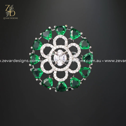 Zevar Designs Rings - AD AD/Zircon Ring - Emerald Green