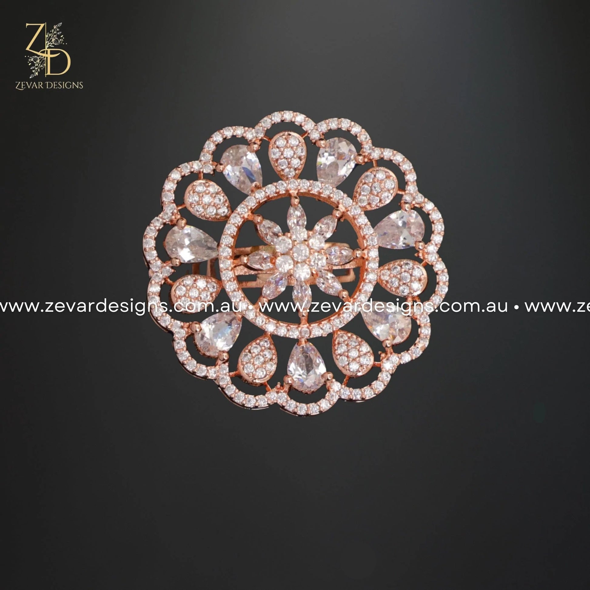 Zevar Designs Rings - AD AD/Zircon Ring in Rose Gold
