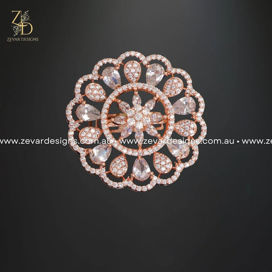 Zevar Designs Rings - AD AD/Zircon Ring in Rose Gold
