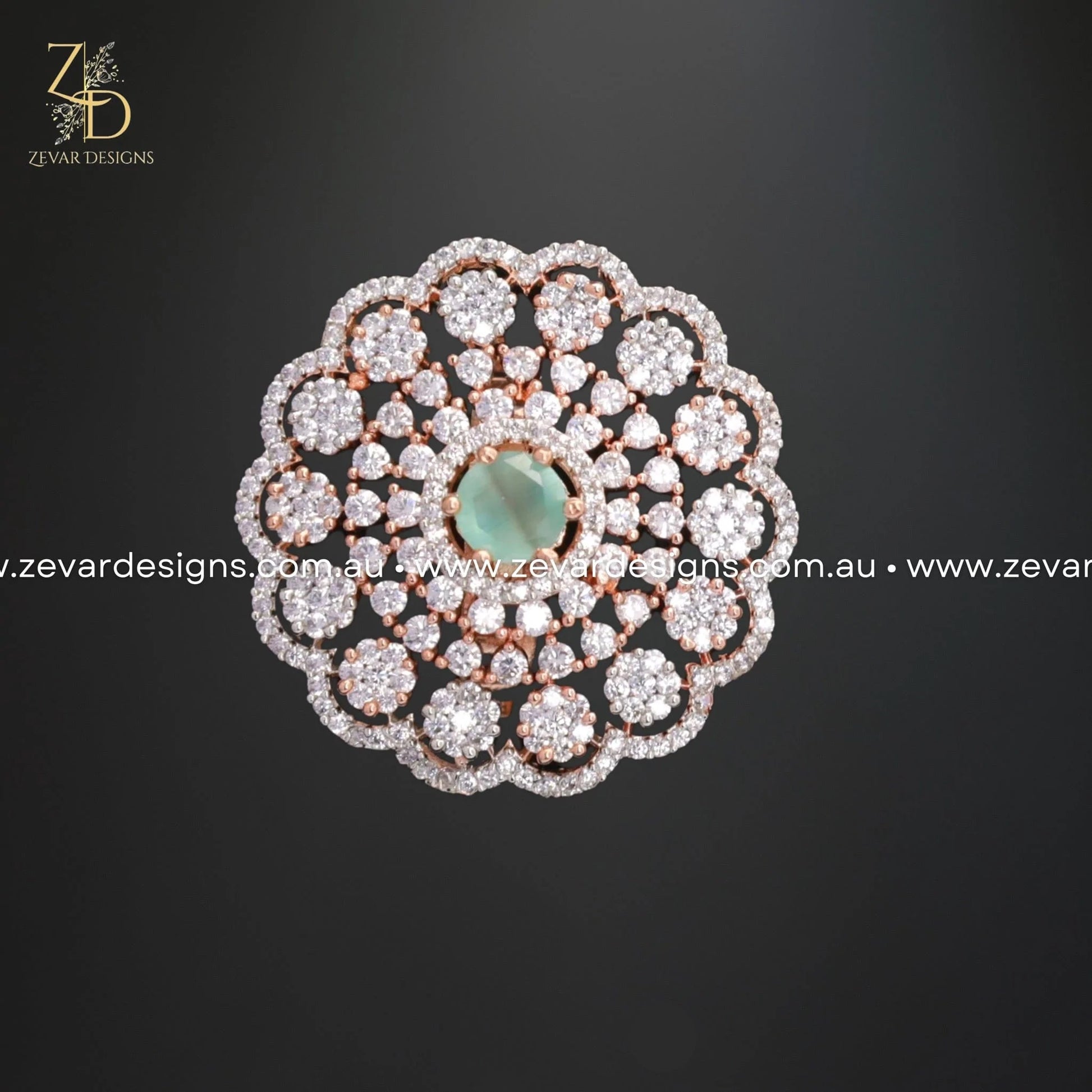 Zevar Designs Rings - AD AD/Zircon Ring in Rose Gold - Mint